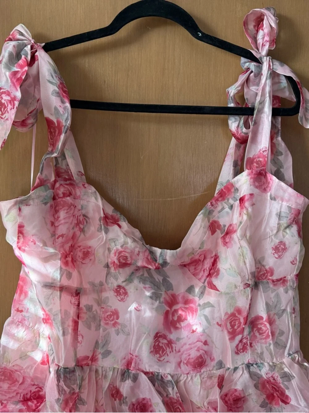 Pink Floral Tiered Midi Dress - One Loved Babe NWT - Picture 2 of 6